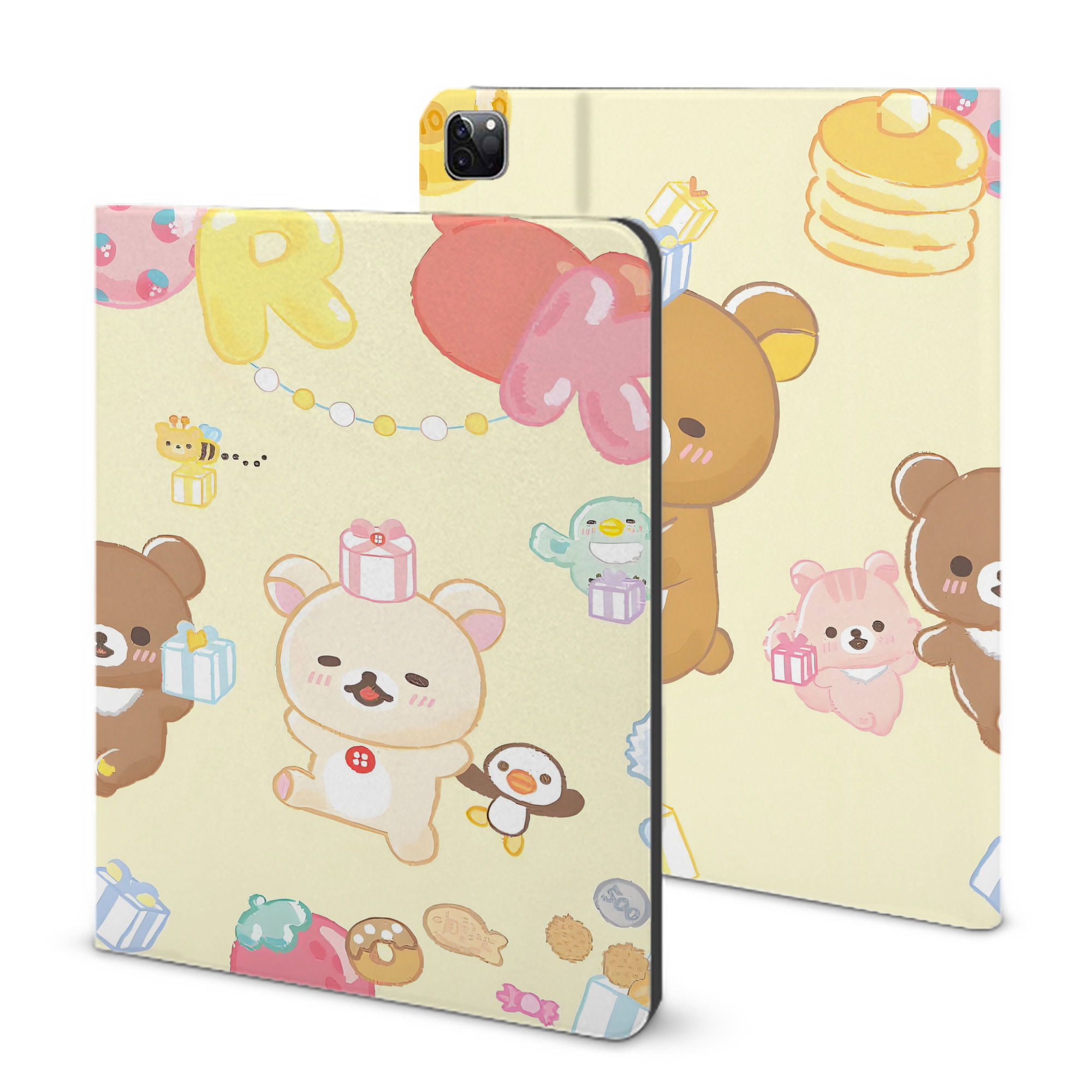 （画像用） リラックマ リラックマ キイロイトリ Rilakkuma Korilakkuma Kiiroitori IPad ケース ブック型 PUレザー TPU 耐衝撃 軽量 薄型 ペン収納なし 全面保護 IPad 各モデル対応